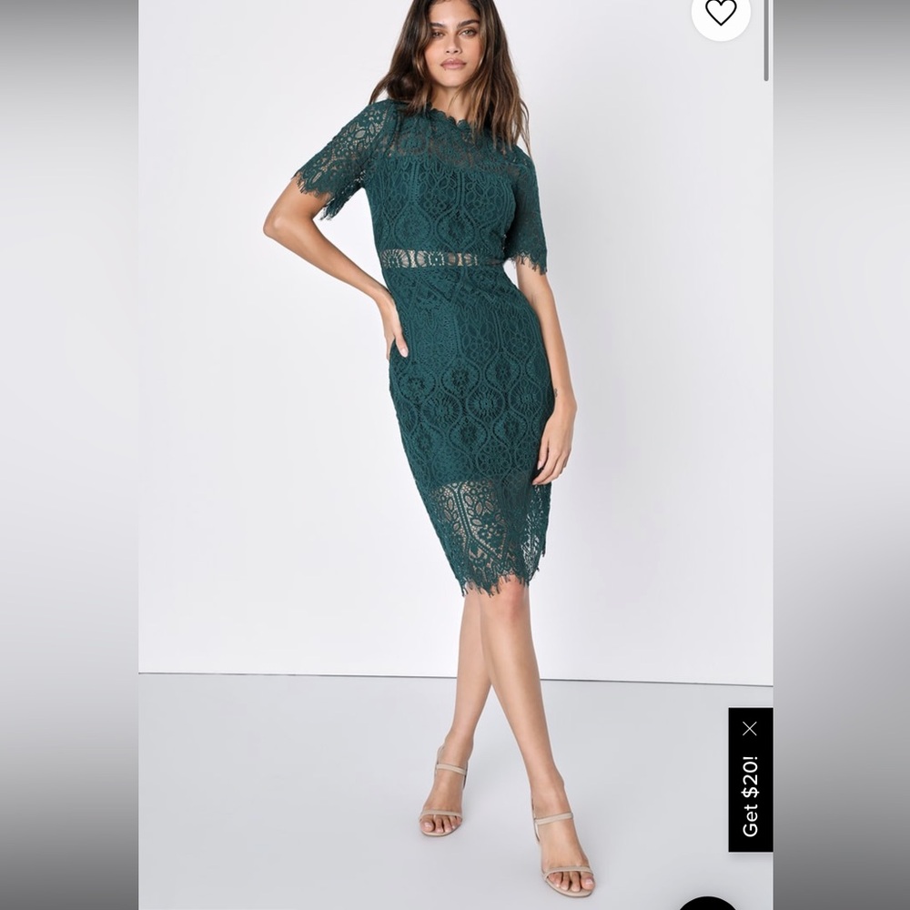 Lulu’s Remarkable sheer lace short sleeve mini dress